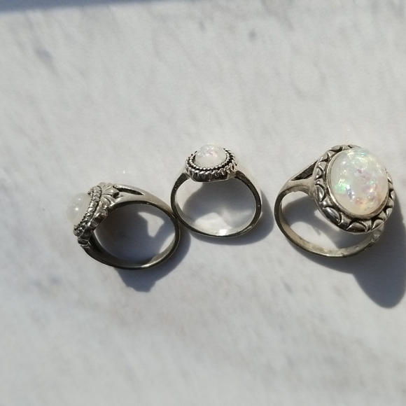 Iridescent/Opal Costume Ring Set (Small) - Picture 2 of 2